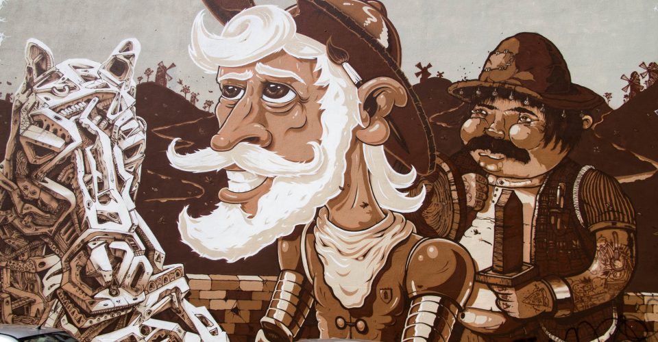 A 130 square meter representation of D. Quixote and his sidekick Sancho Pança