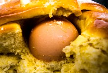 hard boiled Egg caged inside the dough