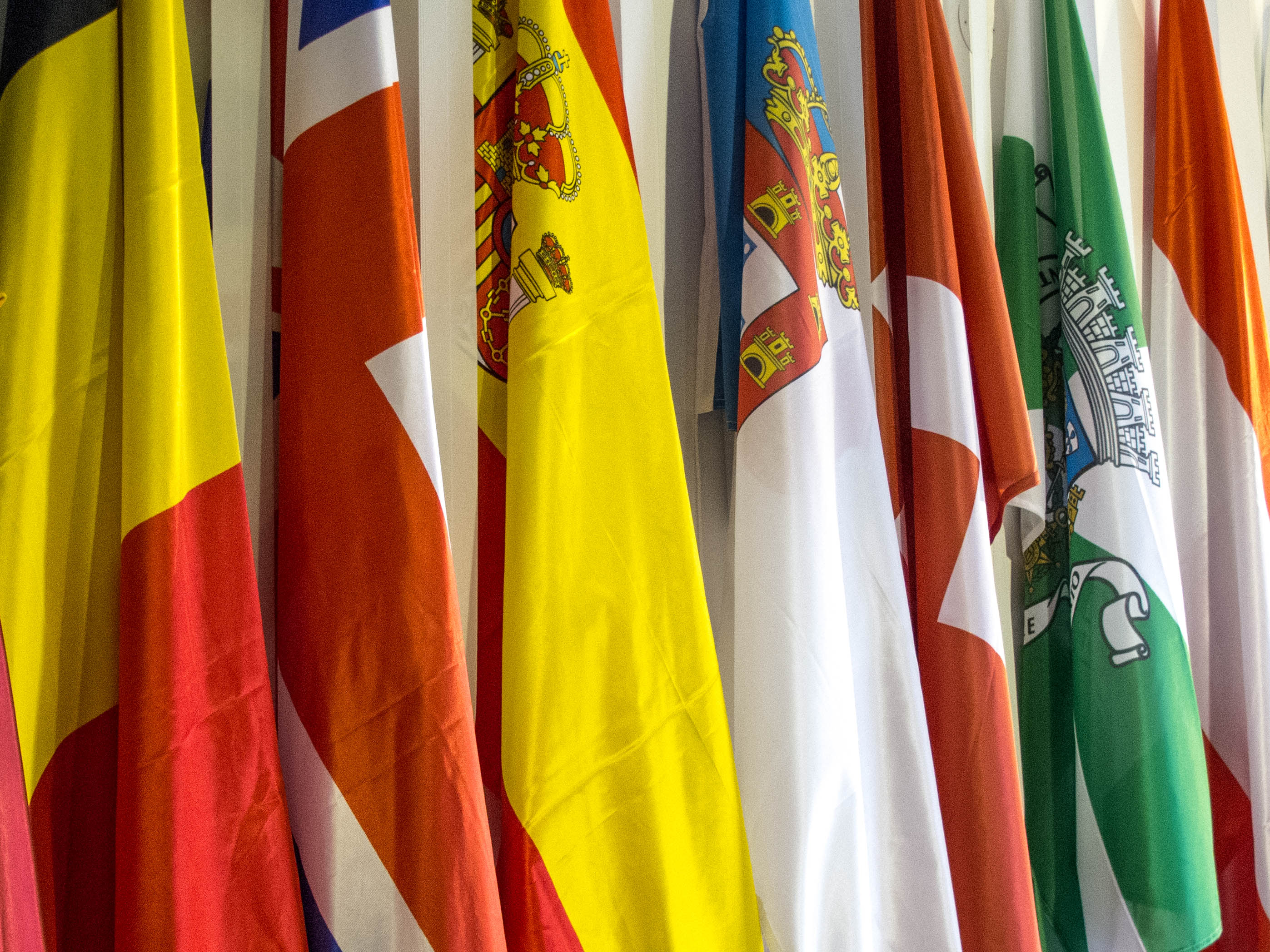 Flags from Belgium, United Kingdom, Spain, Portuguese Monarchy Switzerland and Porto
